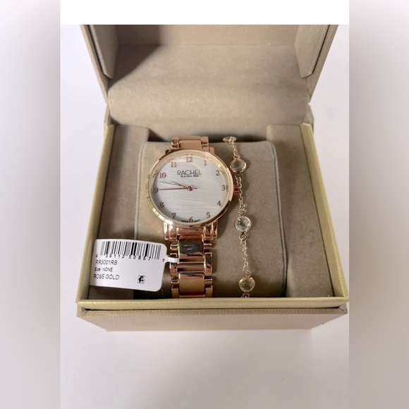 NIB RACHEL Rachel Roy Rose Gold EZ Read Crystal Watch & Crystal Bracelet - Picture 3 of 6